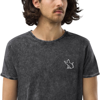 The Cat In The Heart denim t-shirt – black, zoomed in view