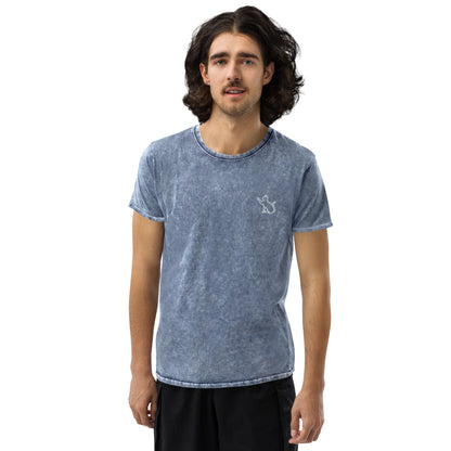 The Cat In The Heart denim t-shirt – blue, front view (2)