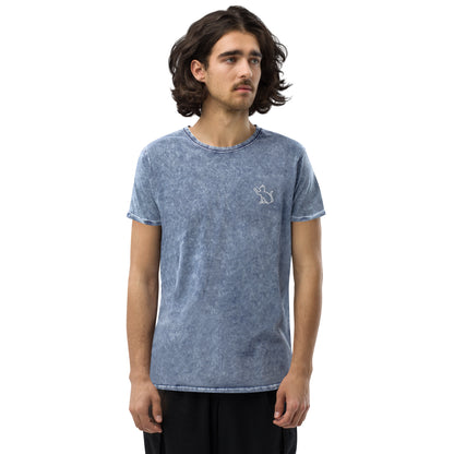 The Cat In The Heart denim t-shirt – blue, front view