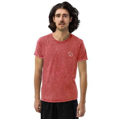 The Cat In The Heart denim t-shirt – garnet red, front view (2)
