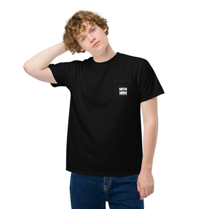 Babylon Survivor garment-dyed pocket t-shirt – black, front view (2)