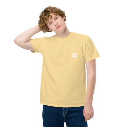 Babylon Survivor garment-dyed pocket t-shirt – butter, front view (2)