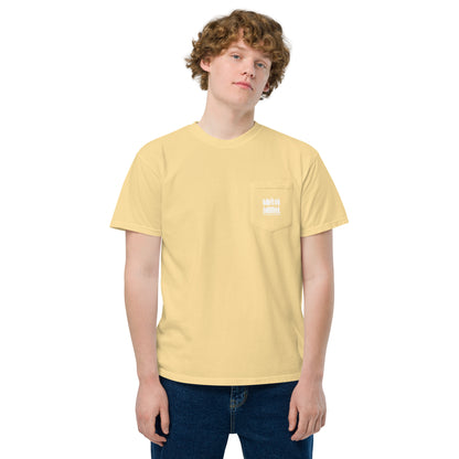 Babylon Survivor garment-dyed pocket t-shirt – butter, front view