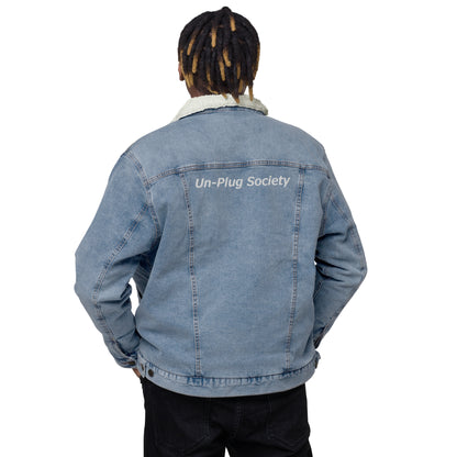 Babylon Survivor denim sherpa jacket – light, back view (2)