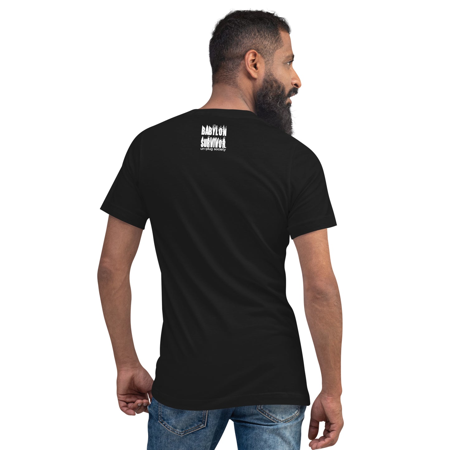Babylon Survivor Black Unisex Short Sleeve V-Neck T-Shirt